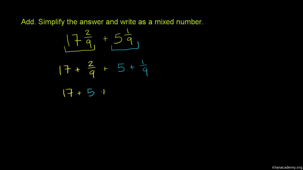 Worksheet Word Problems With Mixed Numbers adding mixed numbers word problem video khan academy
