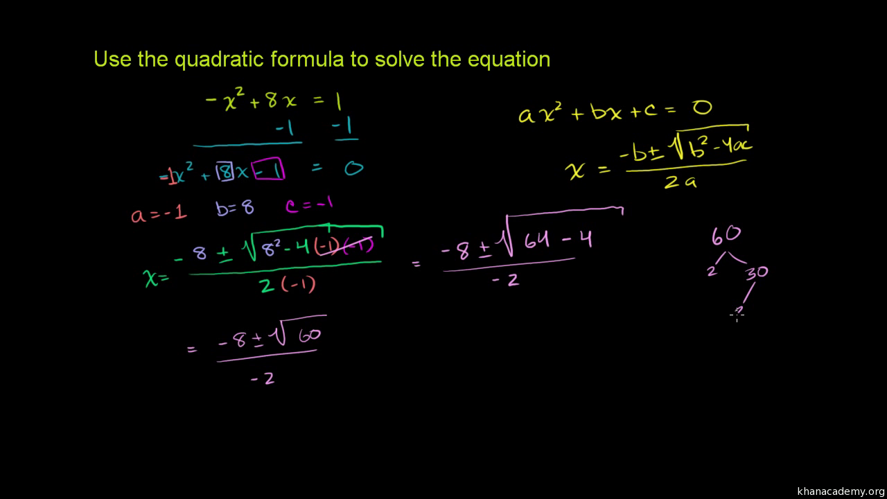 Solve Quadratic Equations With The Quadratic Formula Practice