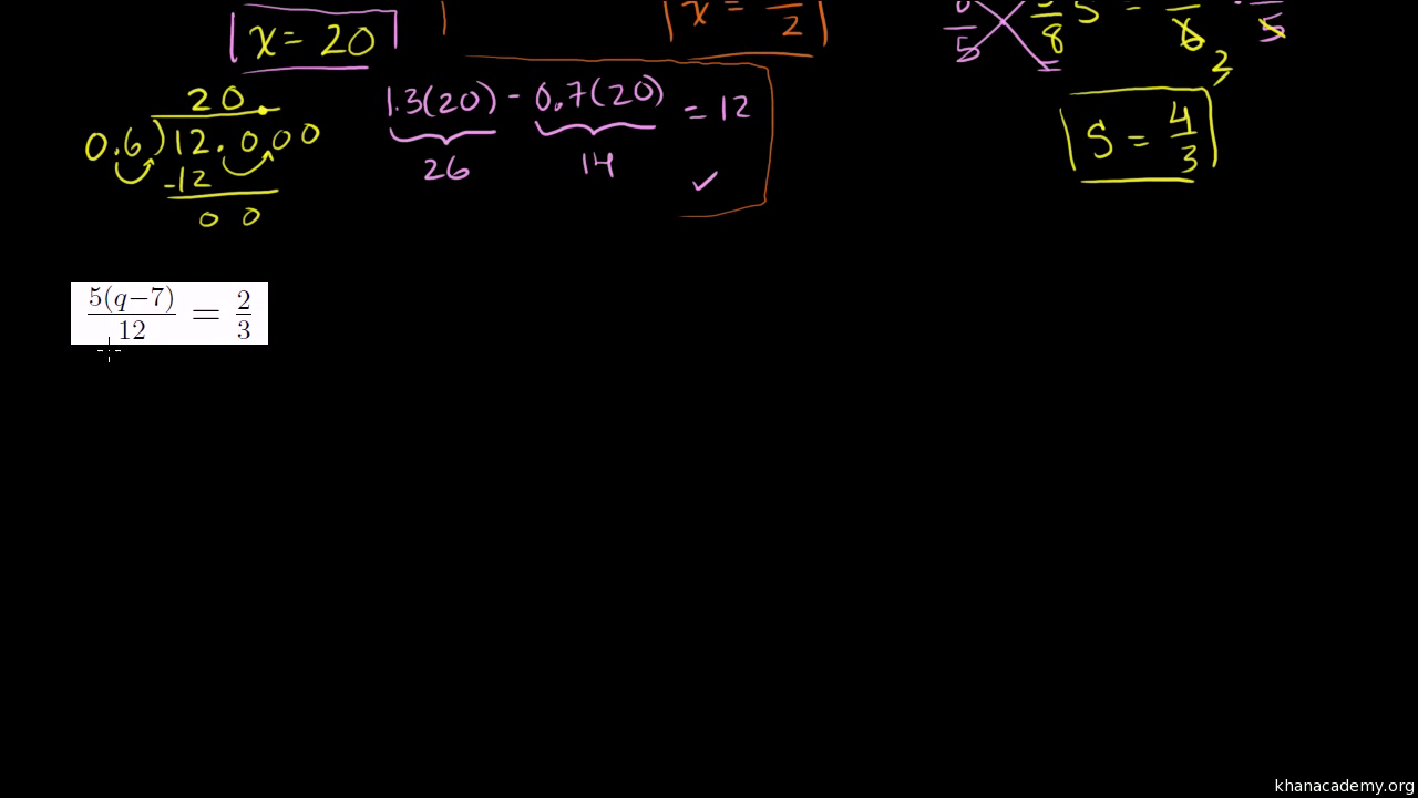 Two Step Equations With Decimals And Fractions Video Khan Academy