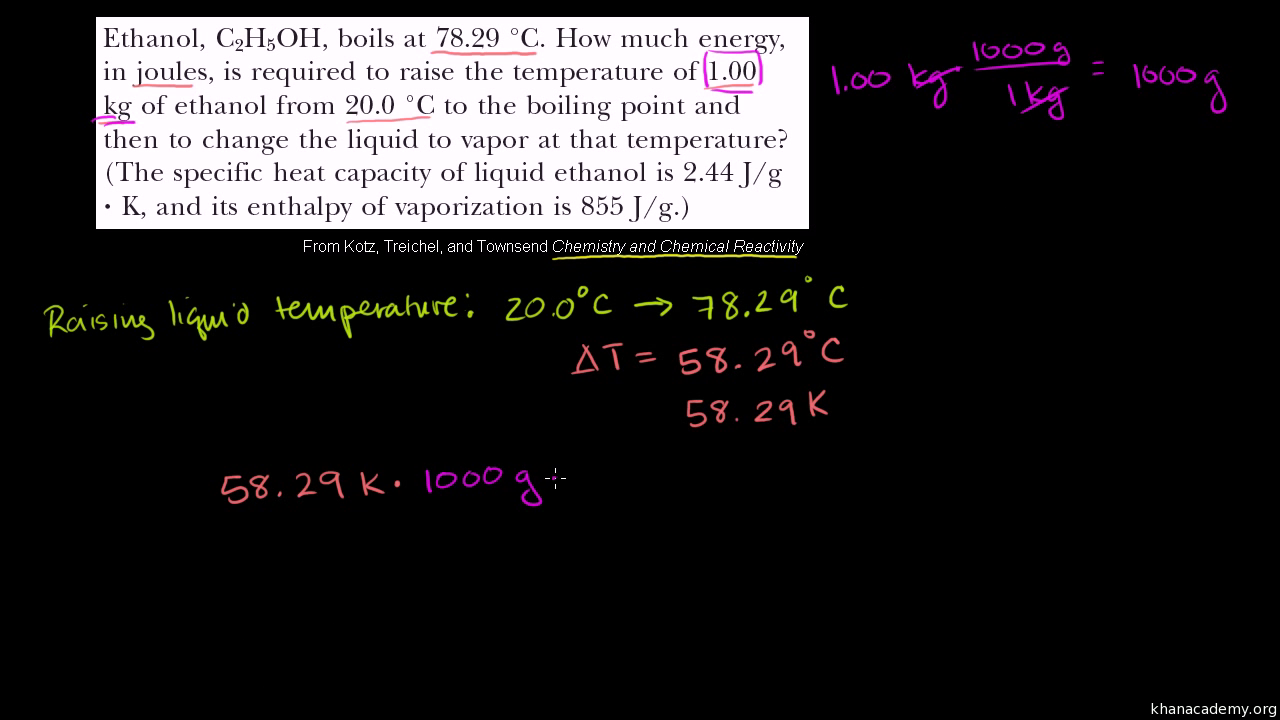 worksheet Heat And Its Measurement Worksheet Answers specific heat of fusion and vaporization example video khan academy