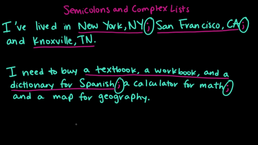 Semicolons in a List