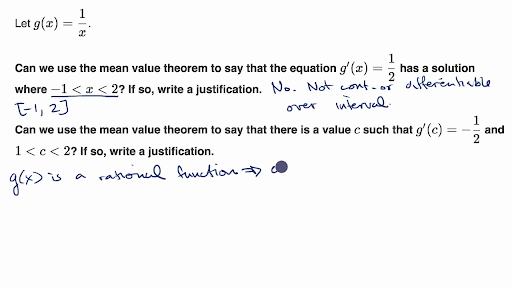 Justification With The Mean Value Theorem Equation Video Khan Academy