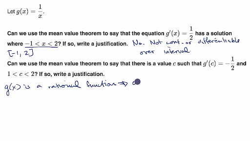 Justification with the mean value theorem: equation (video)