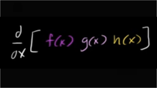 Product rule to find derivative of product of three functions 