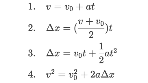 motion physics formulas