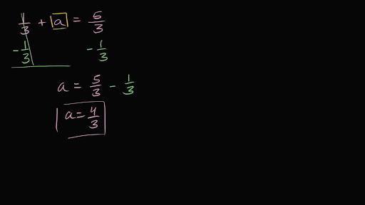 One-Step Addition & Subtraction Equations: Fractions & Decimals (Video) | Khan Academy