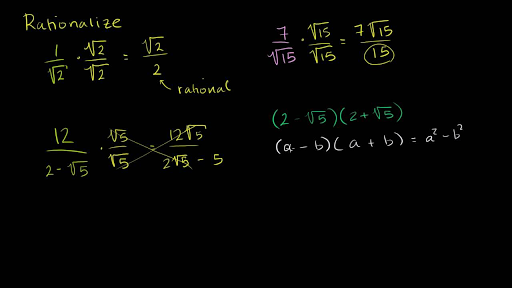 Intro To Rationalizing The Denominator Algebra Video Khan Academy