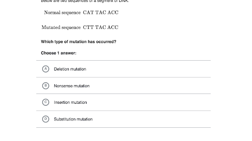 Codons And Mutations Practice Khan Academy