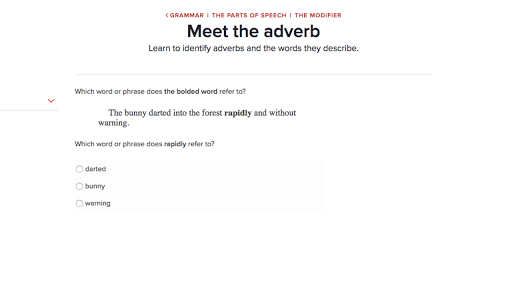 Meet the adverb (practice) | Khan Academy