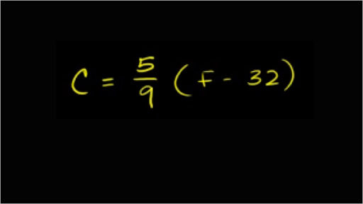 Solved: The boxed equation can be used to convert degrees Fahrenheit to  Celsius. C= 5/9 (F-32) If [Math]