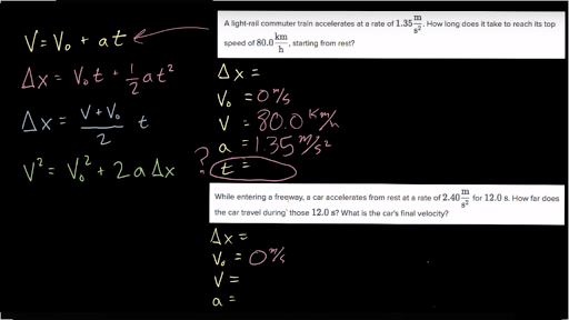 kinematic equations solver