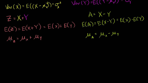 Deriving The Variance Of The Difference Of Random Variables Video Khan Academy