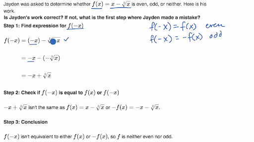 Even And Odd Functions Find The Mistake Video Khan Academy