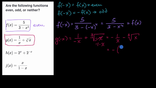 Even And Odd Functions Equations Video Khan Academy