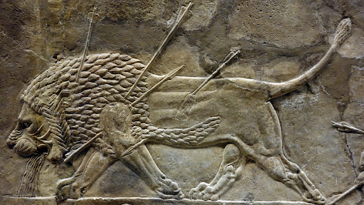 Assyrian Lama Empire Neoclassical Historic Replica Wall Sculpture Art 
