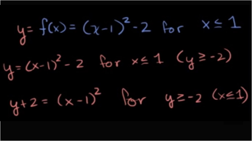 Finding Inverse Functions Quadratic Example 2 Video Khan Academy