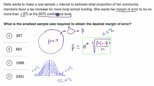 Determining Sample Size Based On Confidence And Margin Of Error Video Khan Academy