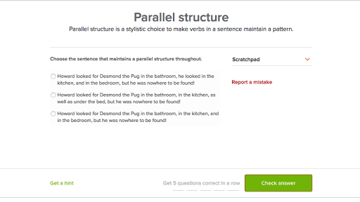 Parallel structure (practice) | Khan Academy