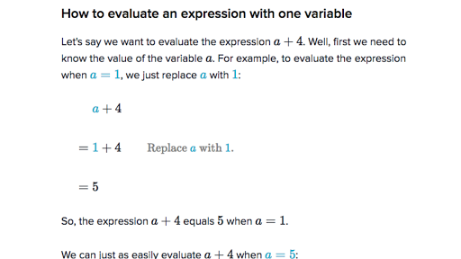 Evaluating Expressions With One Variable Article Khan Academy