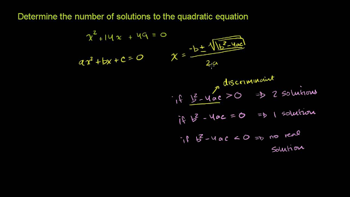 Using The Quadratic Formula Number Of Solutions Video Khan Academy