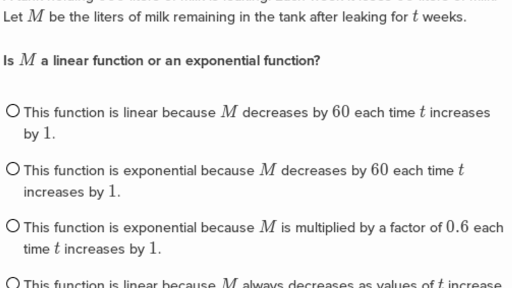 Exponential Vs Linear Models Practice Khan Academy