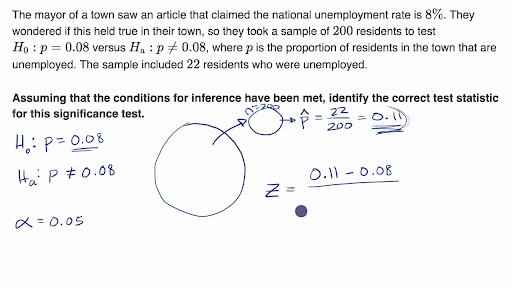 Calculating A Z Statistic In A Test About A Proportion Video Khan Academy