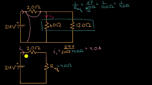 Current through resistor in parallel Worked example