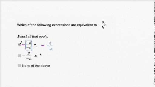 Fractions and Negative Signs 