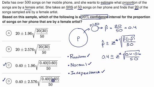 Example Constructing And Interpreting A Confidence Interval For P Video Khan Academy