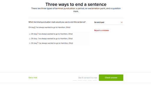 Three Ways To End A Sentence Practice Khan Academy