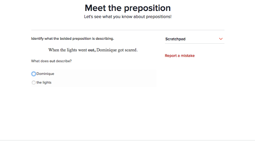 Meet the preposition (practice) | Khan Academy