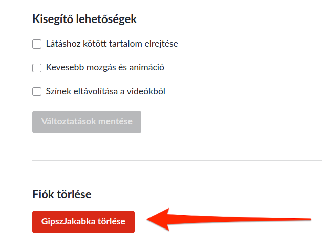 Képernyőkép - Gyermekfiók törlése