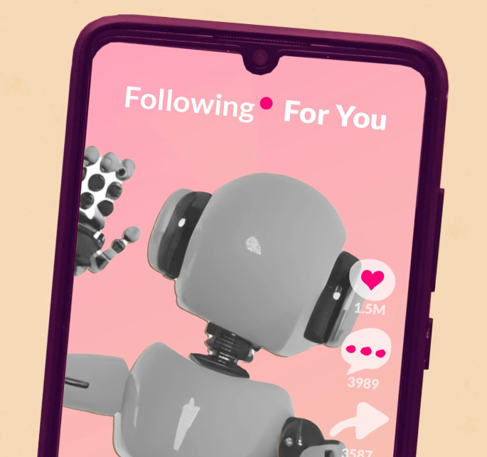 Pink Robot Smartphone Invitation