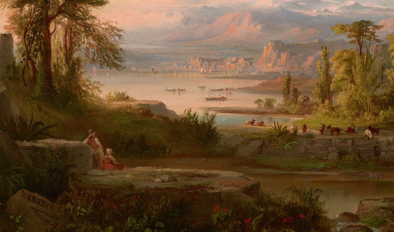 Landscape with Classical Figures on and beside a Lake Painting