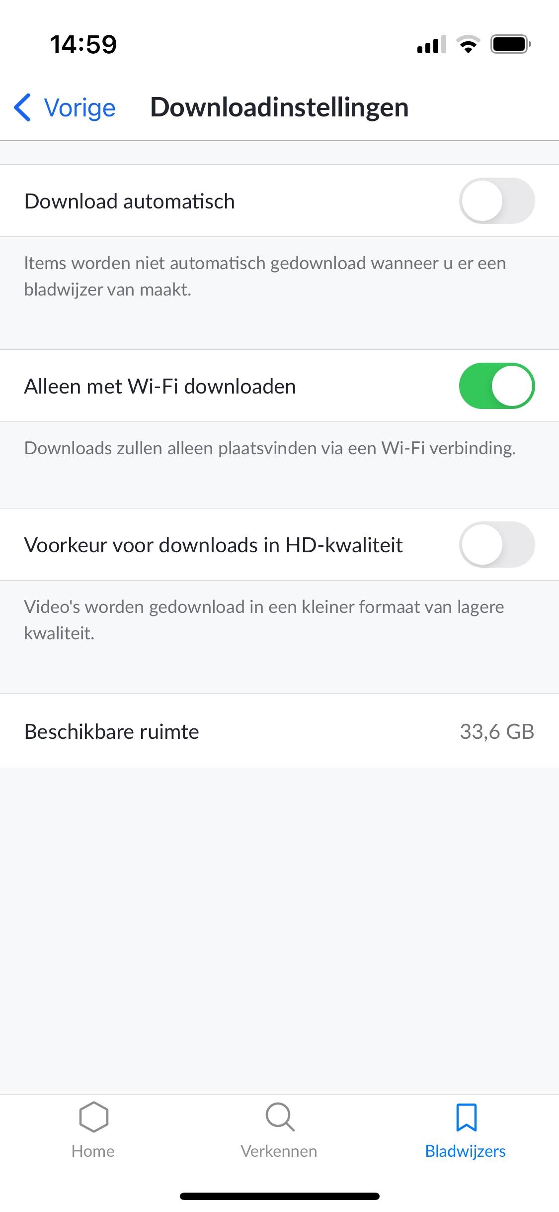 Schermafbeelding Khan Academy iOS app downloadsettings