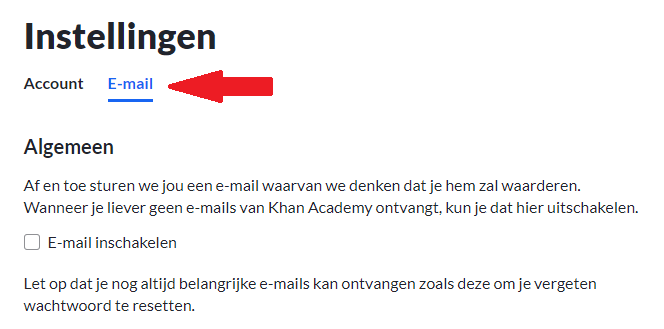 Instellingen: e-mail