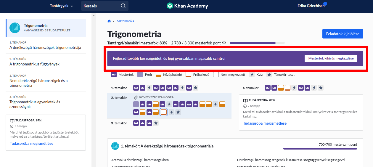 Képernyőkép a Trigonometria tananyagról - 2024.04.07