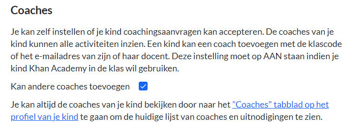 Schermafbeelding optie 'kan coaches toevoegen'