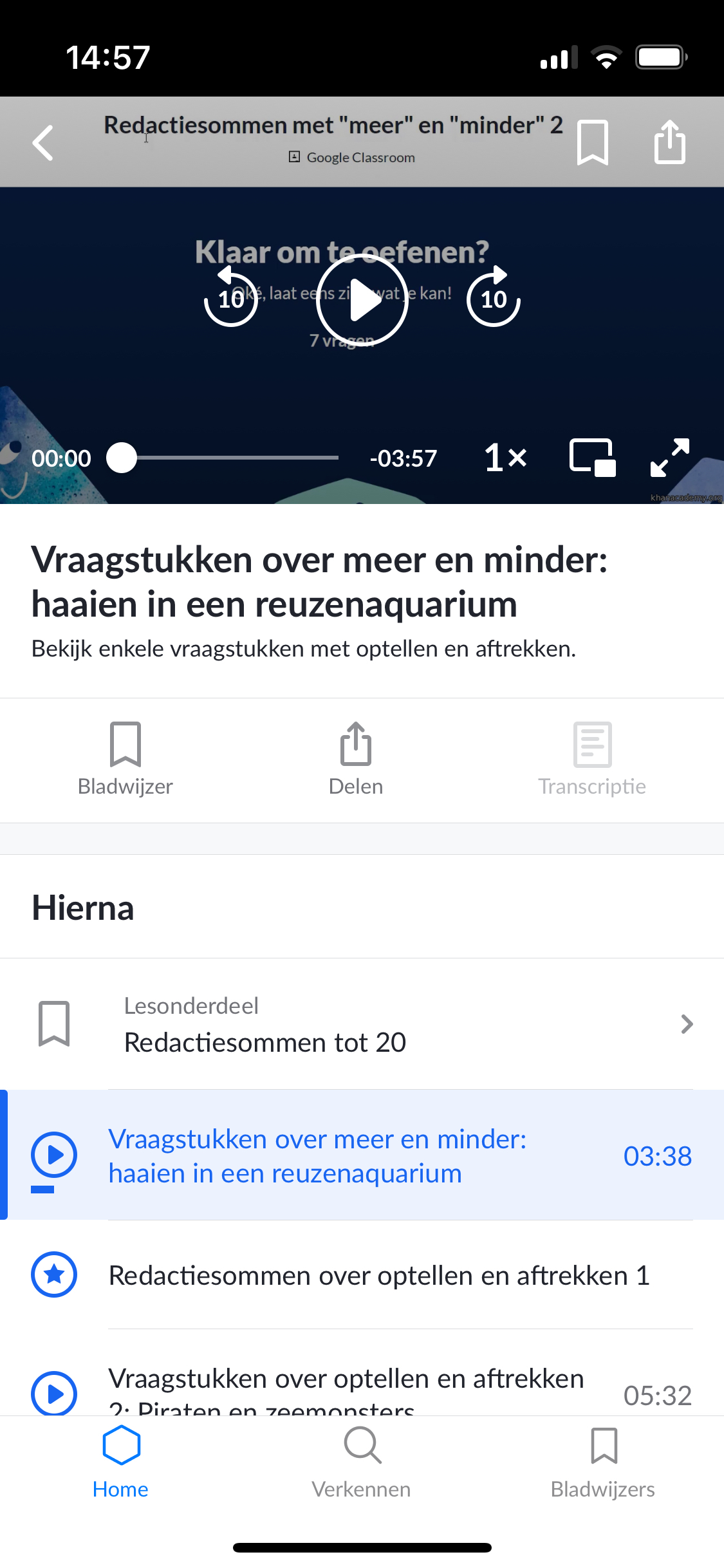 Schermafbeelding Khan Academy iOS app
