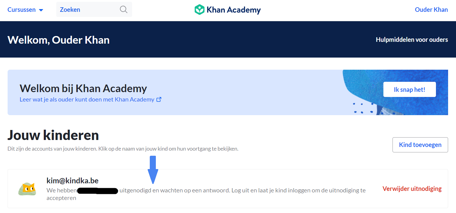 De status van de uitnodiging van je kind