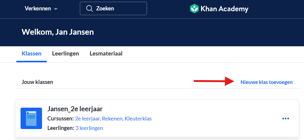 Nieuwe klas toevoegen