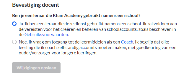 Schermafbeelding bevestiging leerkracht in school