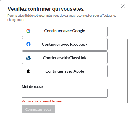 S'identifier à nouveau