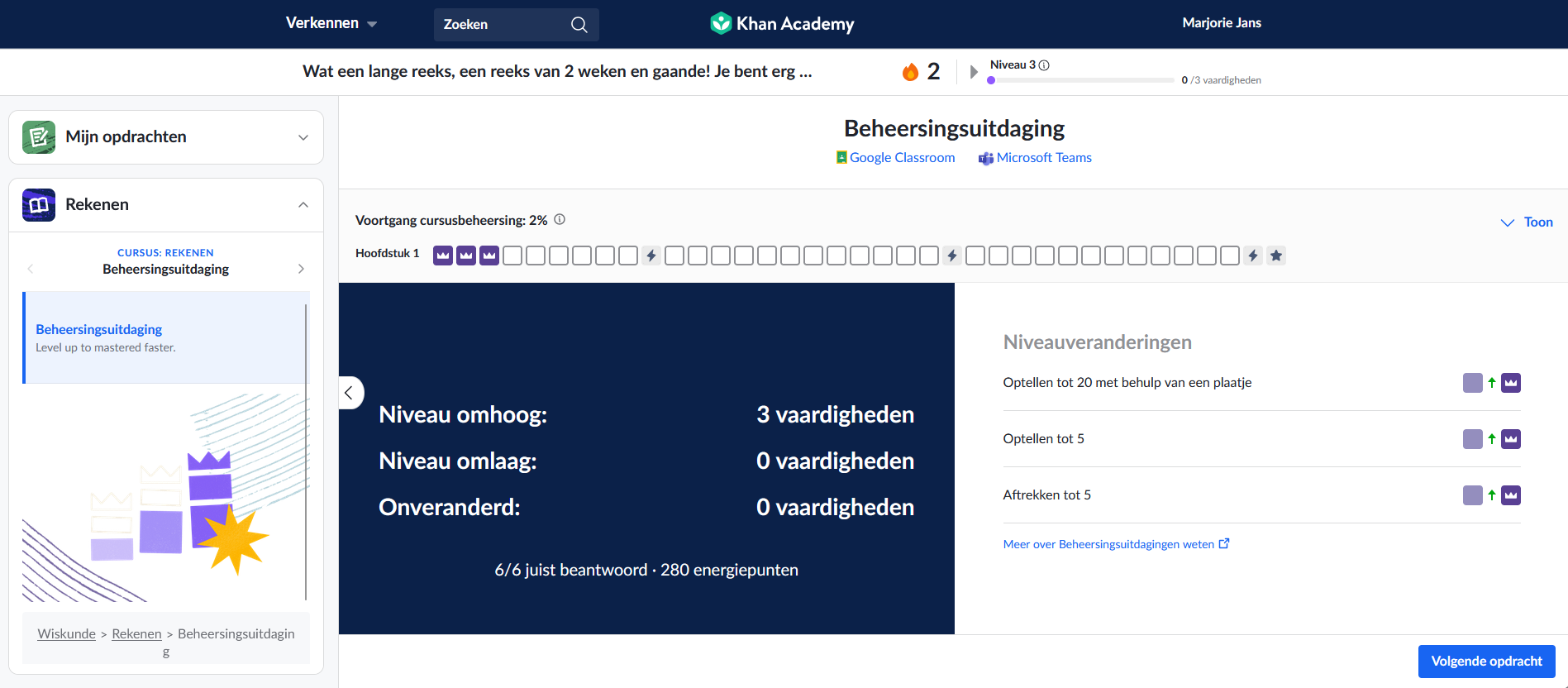 Schermafbeelding Beheersingsuitdaging cursus Rekenen Khan Academy.png