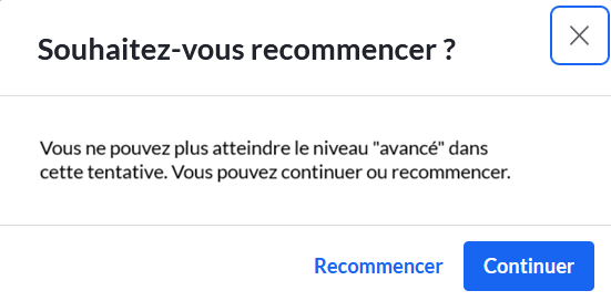 Explication bouton recommencer