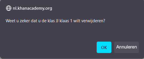 Verzoek bevestiging om klas te verwijderen
