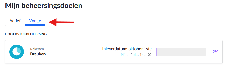 Schermafbeelding vorige beheersingsdoelen