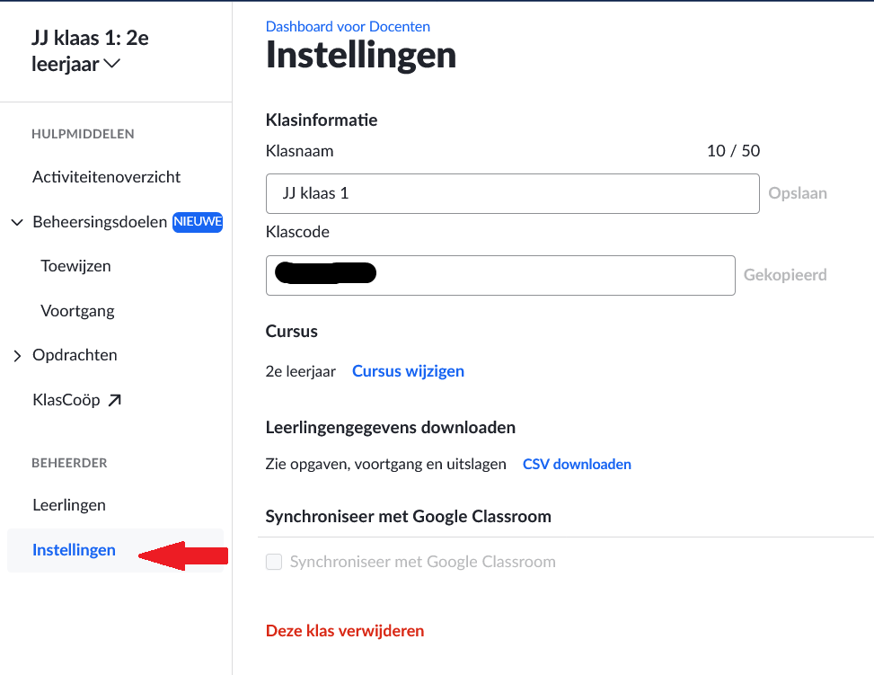 Klasinstellingen
