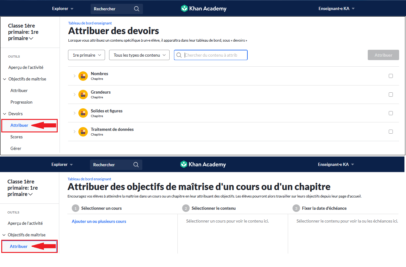 Attribution de devoirs et d'objectifs