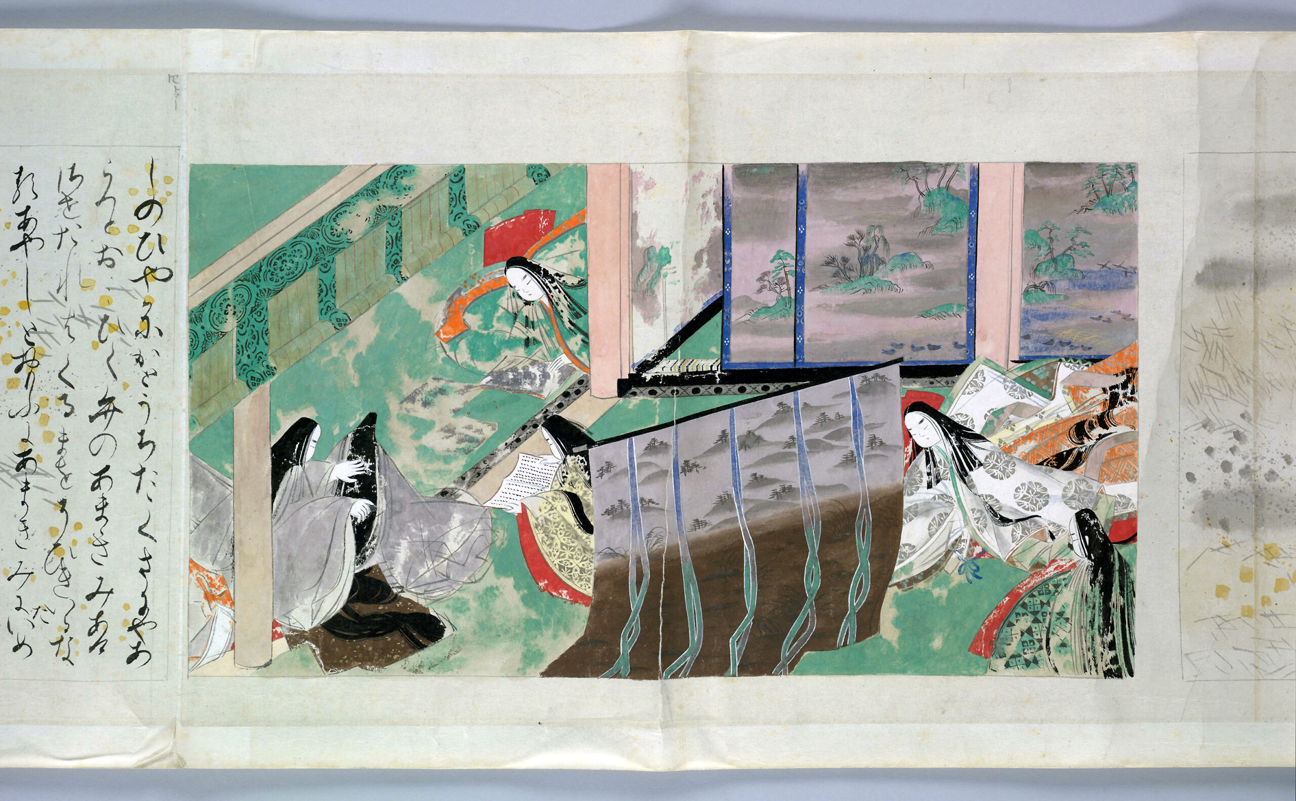 【未使用】The Tale of Genji Scroll「源氏物語絵巻」英文版 Illustrated scroll from the Tale of Genji (article) | Khan